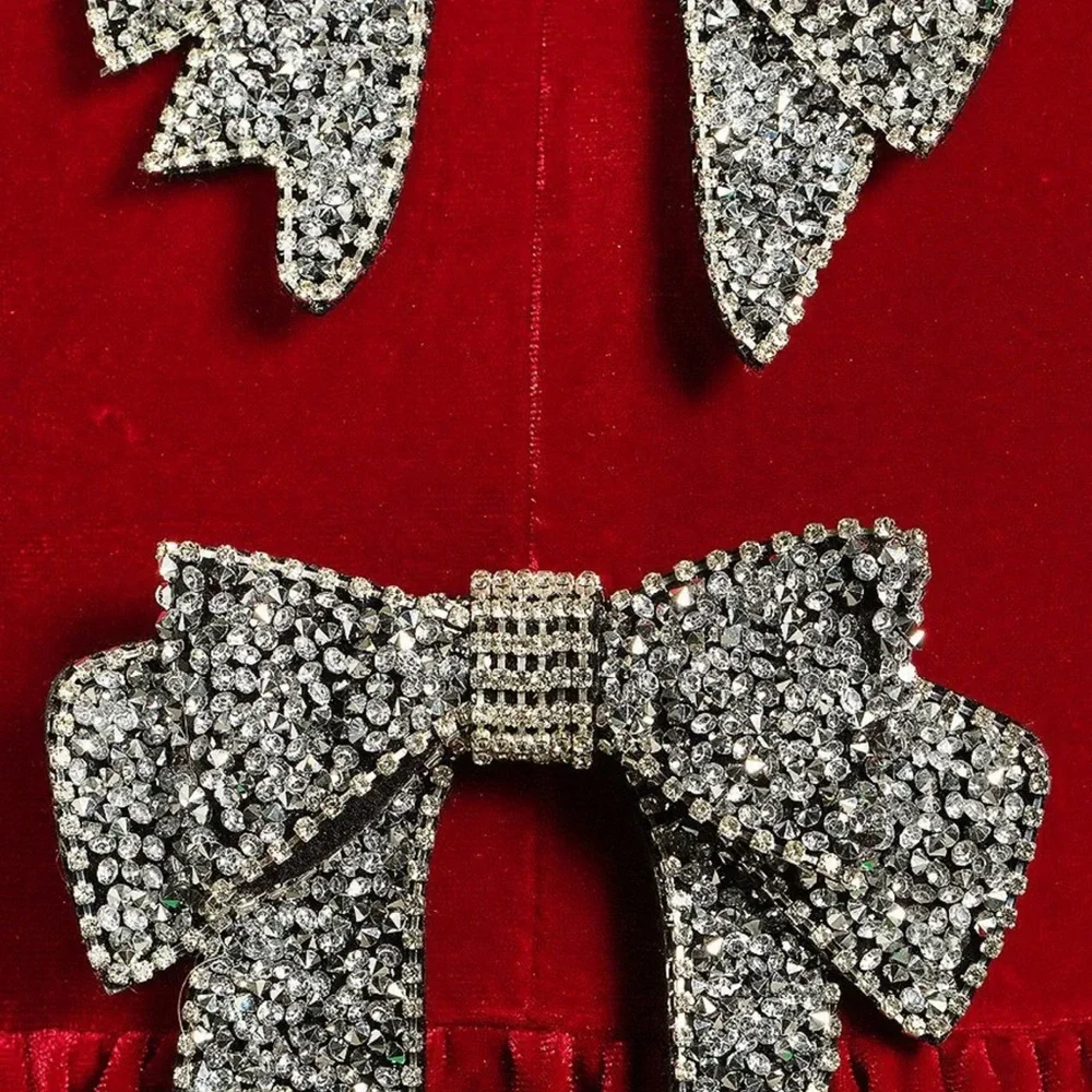 Sugarlips Red A-line Dress with Bishop Sleeves and Silver Embellishments - Picture 5 of 7